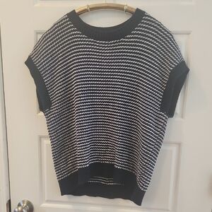Pretty Garden Womens Mock Neck Sleeveless Striped Sweater Vest Sz L